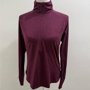 Brooks Maroon Quarter-Zip Long Sleeve Top Size Medium